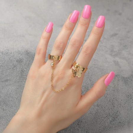 Set of rings 2 pieces "trend" is light, color of gold, dimensionless-3