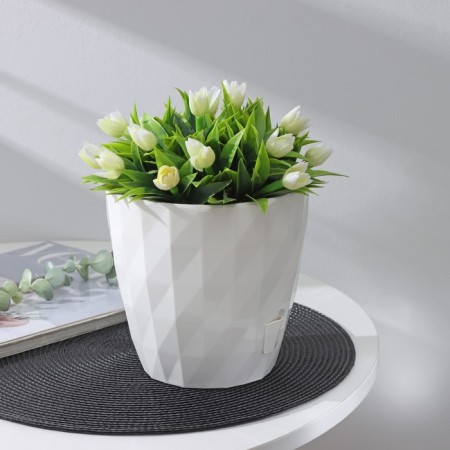 Flower pot with basal watering Ruby, 3 l, white color