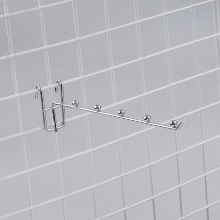 The hook on the grid is single, 5 latches, l = 25, d = 3.5 mm, color chromium color-1