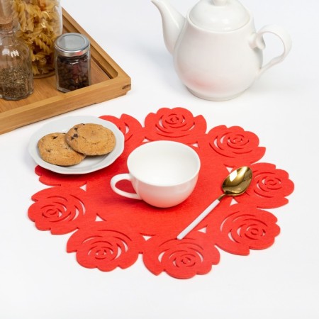 Napkin Decorative shade "Flowers" Color Pink, D 30 cm, 100% p/e, felt