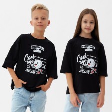 Футболка детская MINAKU: bascetball kids, цвет чёрный, рост 152 см