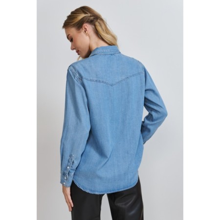 Female shirt, size 50, blue color-1
