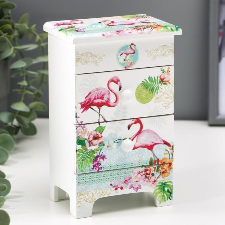 Casket Wood 3 boxes "Flamingo" 18x11.5x7.5 cm