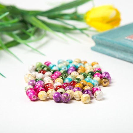 Acrylic beads "Colored pebbles" 7 mm, (set 85-90 pcs)-2