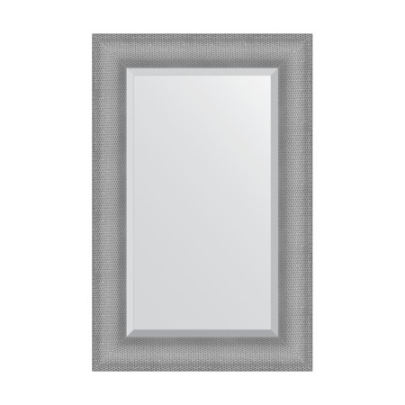Mirror with fatset in a baguette frame, silver chain mail 88 mm, 57x87 cm