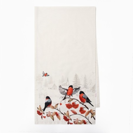 New Year. Driving Ethel "Bullfinchi on branches" 40x149 cm, 100% HL, sarzha 190 g/m2-1