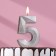 Candle in the Cake "Fine", number "5", silver metallic, 6.5 cm