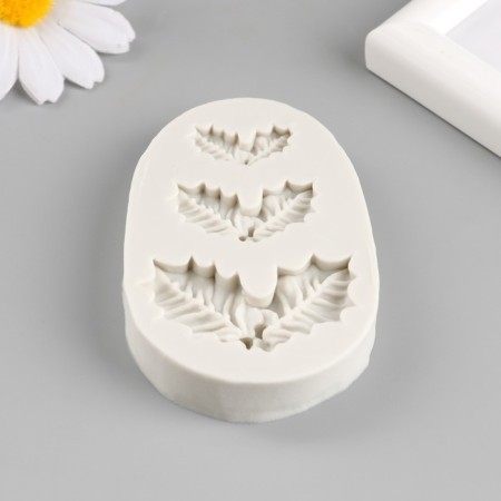 Mold Silicon "Fir branches with berries" 3 objects 8.3x5x1 cm-1