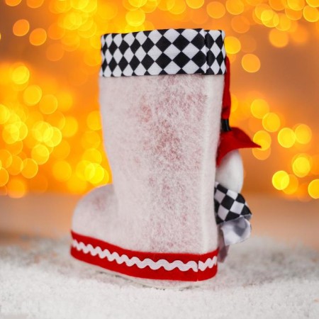 Candy "Boot", with a voluminous snowman in a hat, capacity 400 g, white color-1