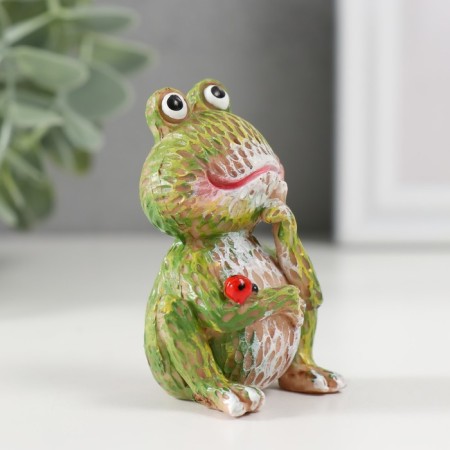 Souvenir Polystone "Frog with God's cow" MIX 3.2x4.7x6.5 cm-2