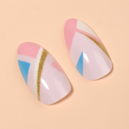 Patch nails, 12 pcs, with glue plates, almonds, multi -colored-2