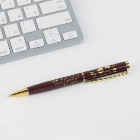 Pen in the gift case “Teacher is always right!”, Metal, blue paste, 1.0 mm-2