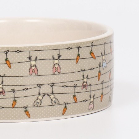 Ceramic bowl "Rabbit toys" 300ml, 11.5 x 5 cm, white-gray-3
