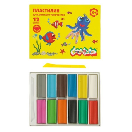 Plasticine 12 colors 180 g "Kalyak-Malyak", with a stack