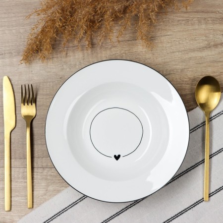 Deep plate of ceramic "with love", 22.4 cm, 300 ml, white color-2