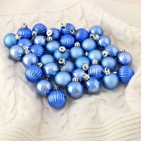 Christmas tree toys, New Year's balls, plastic, D-3 cm set, 36 pcs "Laguna Assorted" Blue