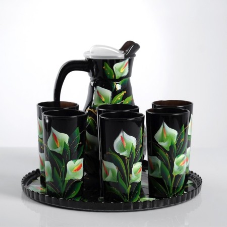 Set for juice with tray "Calla" art painting, 6 glasses 1250/200 ml