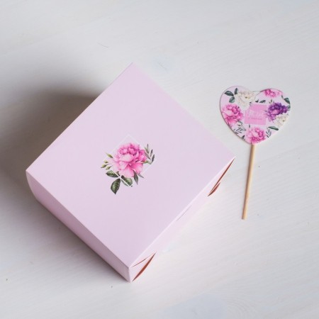 Box for flowers with the topper "You with love", 11 x 12 x 10 cm-3