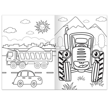 Coloring 12 pp., A4, "Blue Tractor"-2