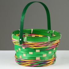 Wicker basket, d18 x 11 x 24 cm, green, bamboo