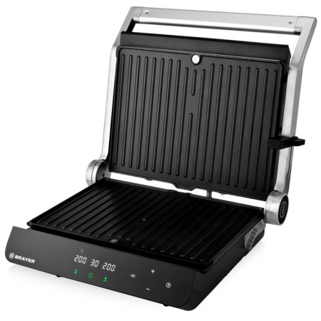Electric grill Brayer 2008br, anti -stick coating, 33x24.5 cm, silver-1