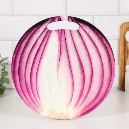 Board cutting and serving round kitchen "onions in context", 25.5 cm