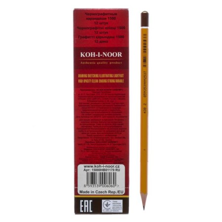 Chernographic pencil 2.0 mm, KOH-I-NOOR 1500 HB, professional, l = 175 mm-3