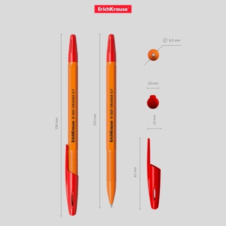 Ballic handle Erichkrause R-301 Orange Stick, node 0.7 mm, ink red, letter line 2000 meters, barcode on the handle-3
