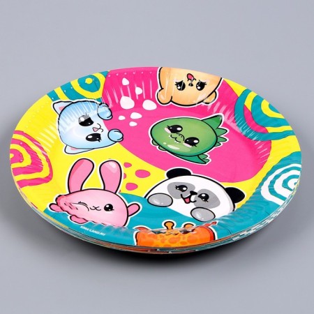 Disposable paper plate "stickers", bright, 18 cm-2