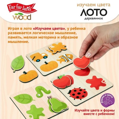 Loto wooden "Study colors", in a wooden box-4