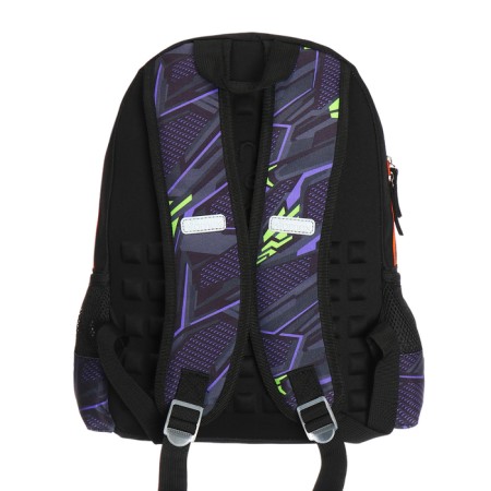 School backpack 38 x 27 x 17, ergonomic back, Devente Attomex Basic, Football, Black 7033442-4