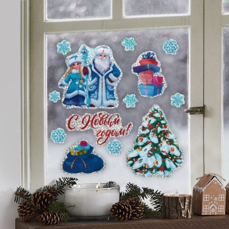 Interior sticker - holography "Snow Maiden", 21 x 29.7 cm, New Year-2