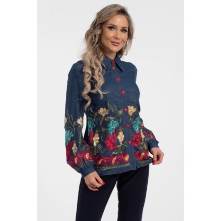 Female blouse, size 42, blue color-1
