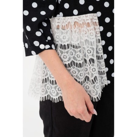 Female blouse, size 42, black color, white-1