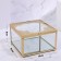 Great organizer for storage, with a lid, glass, with a mirror -bottom, 1 section, 10 × 10 × 6 cm, the color is transparent/copper