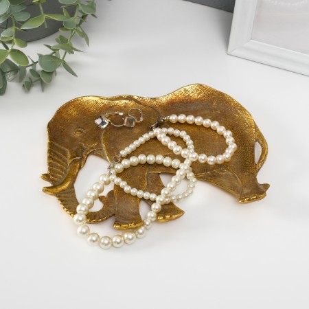 Standing interior polystone "African elephant" gold 19x1.5x14.5 cm-2