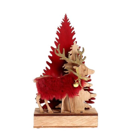 New Year's decor with backlight "Christmas trees and a deer with a bell" 6 × 4 × 23 cm, red-6