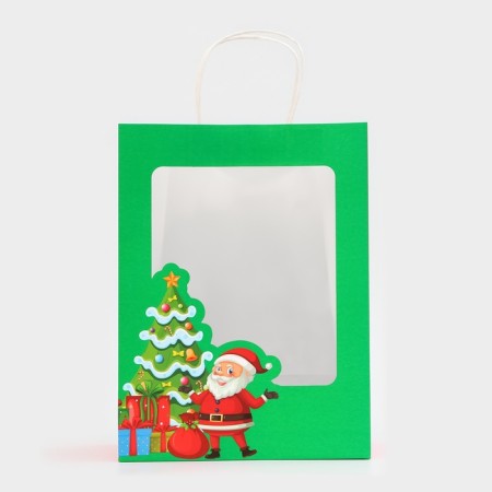 Gift package with the window "Santa Claus" 26 x 35 x 16 cm, green-2