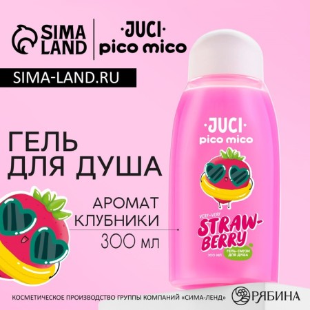 Shower gel squirrels, 300 ml, strawberry aroma, Pico Mico