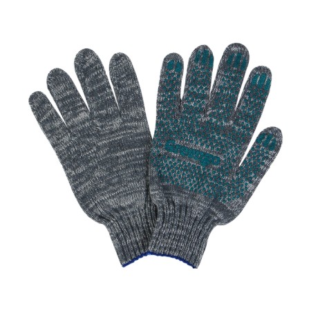 Garden gloves, x/b, knitting grade 7, 6 threads, size 9, with PVC dots, gray, Greengo-1