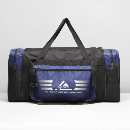 Road bag with lightning, 3 outer pockets, long belt, black/blue color-1