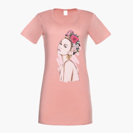 Homemade dress, powder color, printer mix, size 46
