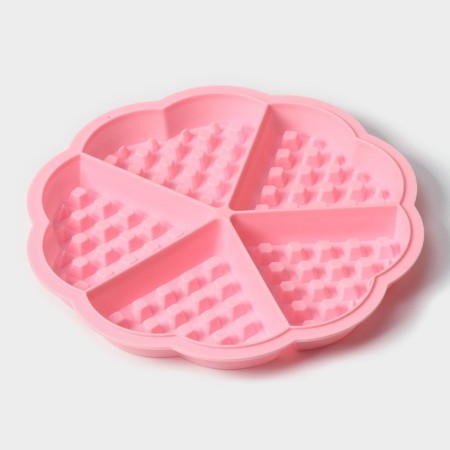 The form for baking the share "Sweets. Viennese waffles heart ", silicone, 21 × 2 cm, 5 cells, pink color-4