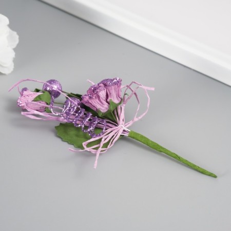 Decorative bouquet "rose" with brilliance, 5x9 cm, lilac-1