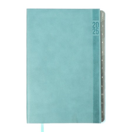 Weekly Datir 2025 Glick Region O leather A5 80l Escalada, BL TIS, KR BL 70 g/m², blue