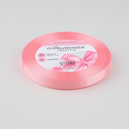 Satin tape, 10 mm × 23 ± 1 m, pale pink # 147 color-1