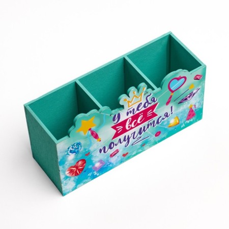 Organizer for the office "You will succeed!" 3 departments, 18.7x6.5x11.3 cm-1