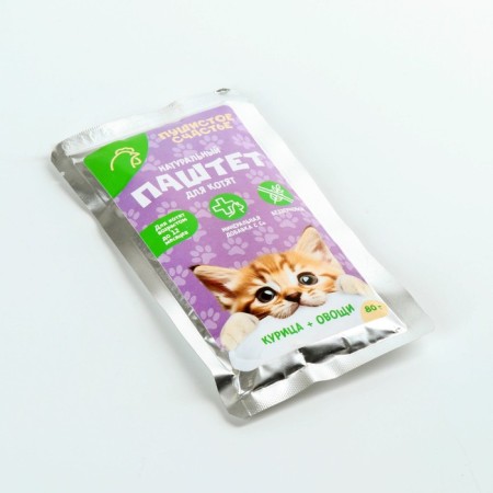 Wet food fluffy happiness of a bearery paste with chicken and vegetables, for kittens, 80 g.-2