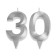 Candle in the cake jubilee "line" (set 2 in 1), number 30, silver metallic, 6.5 cm