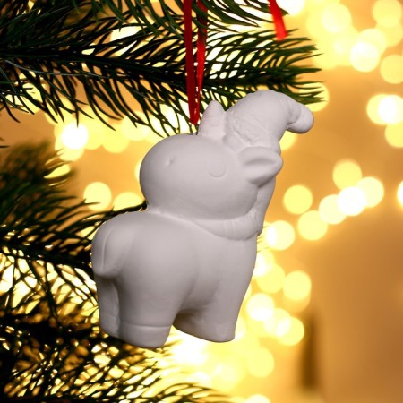 Christmas tree decoration for coloring "Unicorn in a cap" with a suspension, brush-1